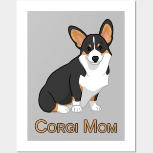 Cute Black Tricolor Pembroke Corgi Dog Mom Posters and Art